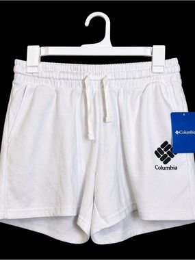 Columbia White Athletic Shorts with Elastic Waistband‎
